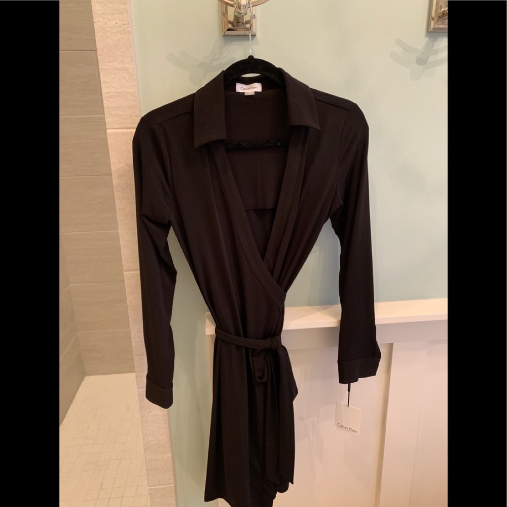 NEW Calvin Klein black classic wrap dress